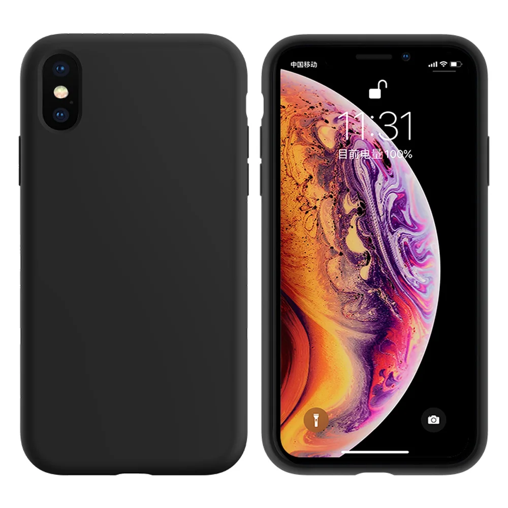 Black Силиконовый чехол для iPhone 11 Pro Max 11 Pro, высокое качество, официальный чехол s для iPhone 7 8 Plus X Xr Xs Max - Цвет: Black