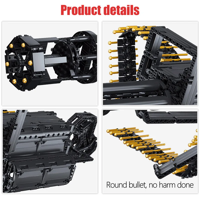 

1422Pcs Technical City Gatling Guns Emission Model Building Blocks Military Army WW2 Weapon Bricks Toys for Boys Gifts