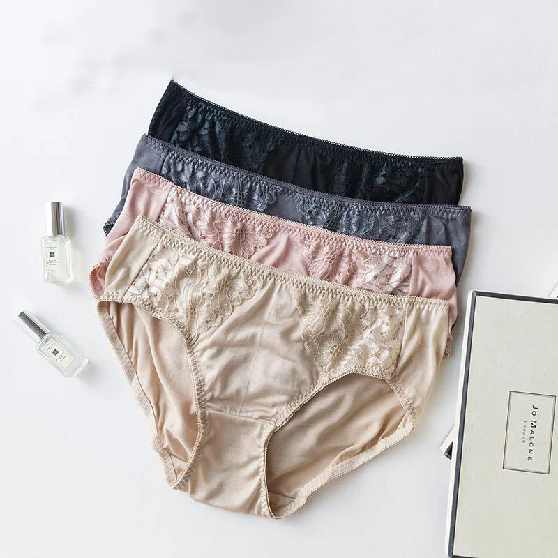 4 шт./упаковка женские трусы из натурального шелка | Женская одежда