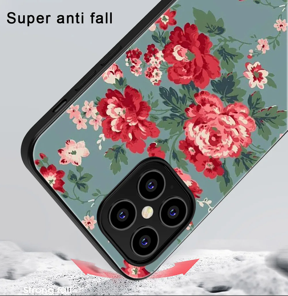 

Cute Floral Phone Case For iPhone 11 12 Pro Max mini XR X XS Max 7 8 6S Plus SE 2020 Phone Cases Soft TPU Black Cover Coque Capa