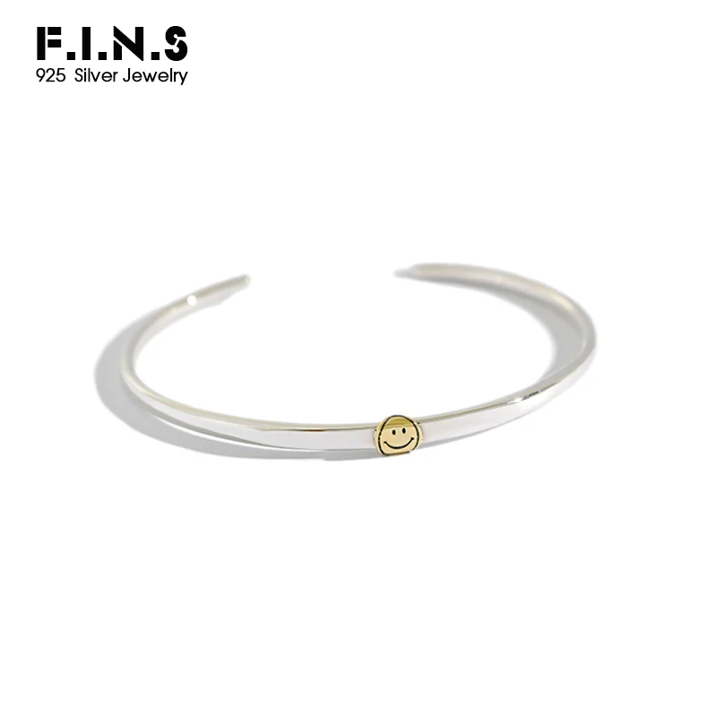 Изящные браслеты F.I.N.S из стерлингового серебра S925 пробы дружбы с лицом смайликом