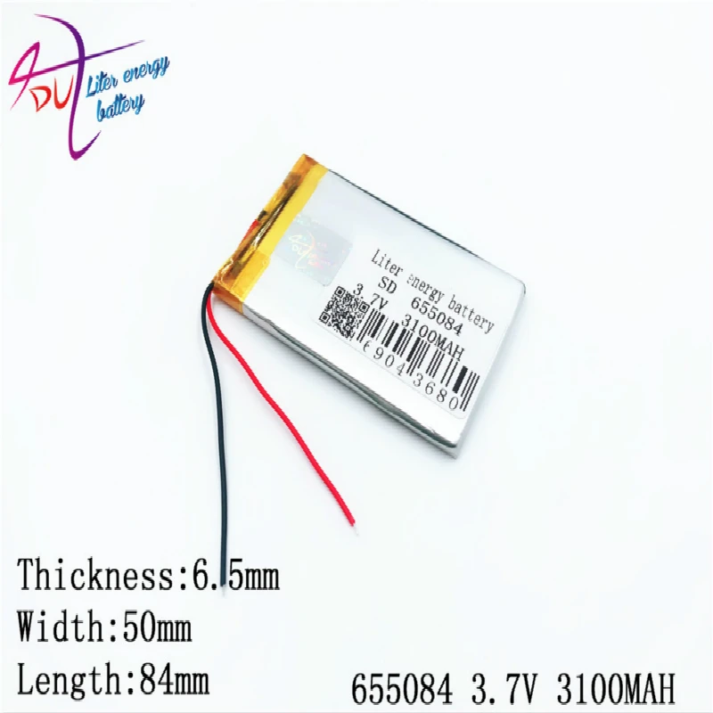 Литий ионный полимерный аккумулятор 3 7 В 3100 мАч 655084 655085 литий для GPS mp3 mp4 mp5 dvd bluetooth