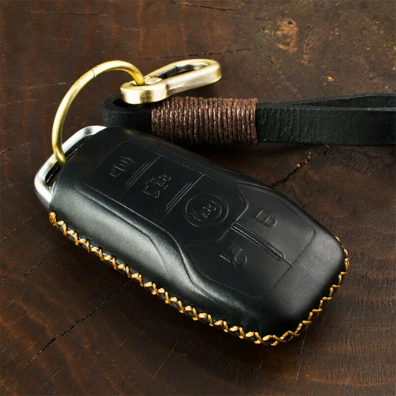Чехол из натуральной кожи для автомобильных ключей чехол Ford Edge Explorer Fusion Mustang F-150