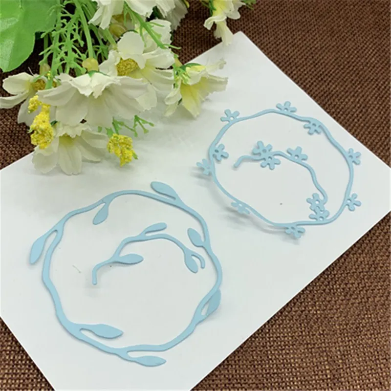 Цветочный лист круглая рамка металлические штампы для скрапбукинга резки