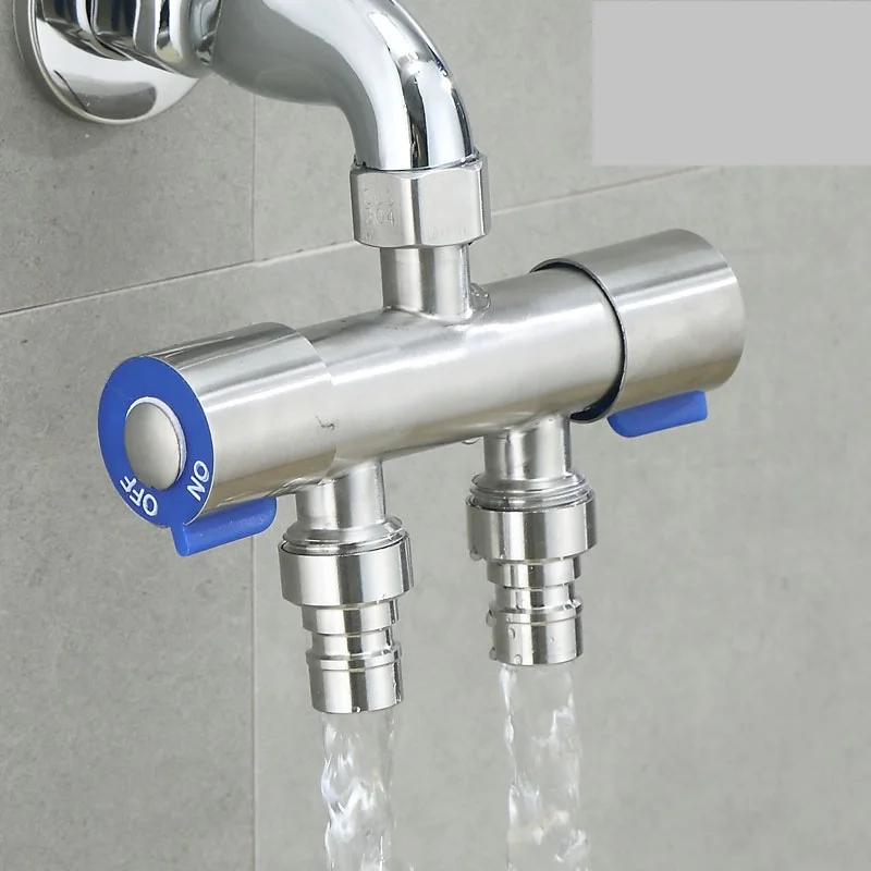 

Three-way triangle valve, one in and two out, water divider, double outlet, washing machine faucet, double switch faucet