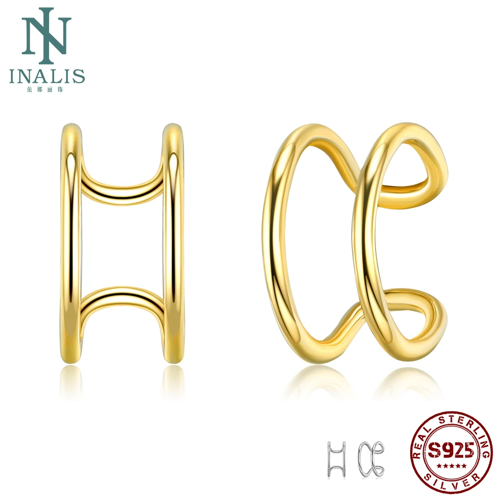 

INALIS 925 Sterling Silver Clip Earrings For Women Minimalist Gold Earring Female Anniversary Fashion Jewelry Recommend On Sale