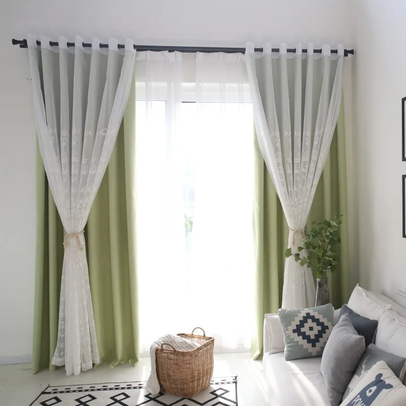 

Flower Window Flower Stitching Lace Curtains for Living Room Modern Minimalist Linen Curtains for Bedroom Girls Curtain Tulle