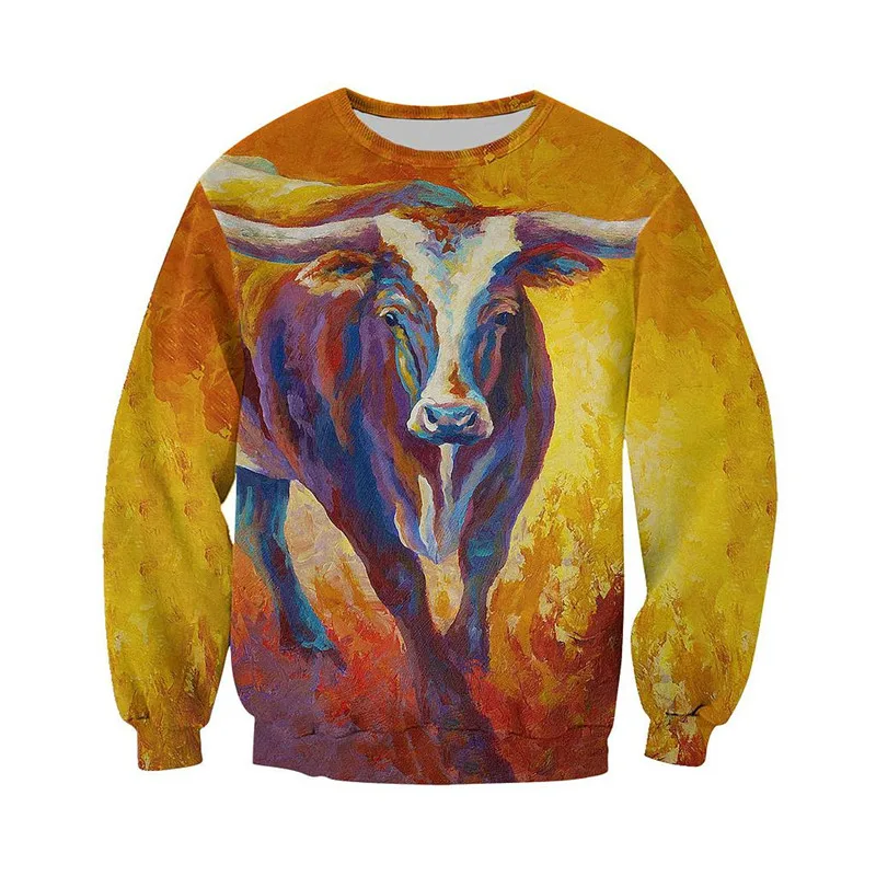 

Texas Longhorn 3D full print art zipper shirt casual shirt fashion street hip hop Hoodie