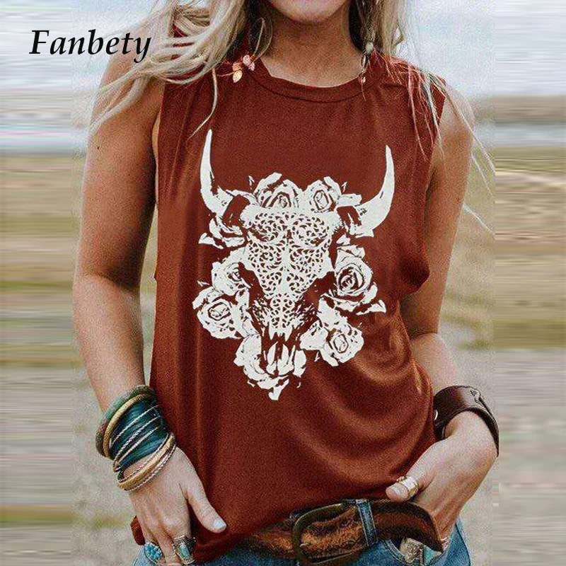 

Женская винтажная Свободная блузка, летняя модная жилетка с принтом, топы, уличная одежда в стиле Харадзюку, Повседневная рубашка без рукав...