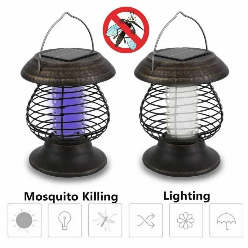 

Solar Powered Outdoor Mosquito Fly Bug Insect Zapper Killer Trap Lamp Light