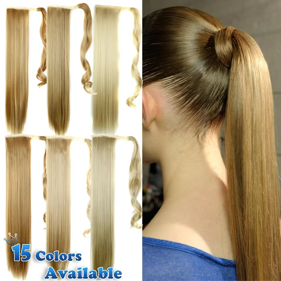 Длинные прямые накладные волосы в виде хвоста шнурки пони синтетические для