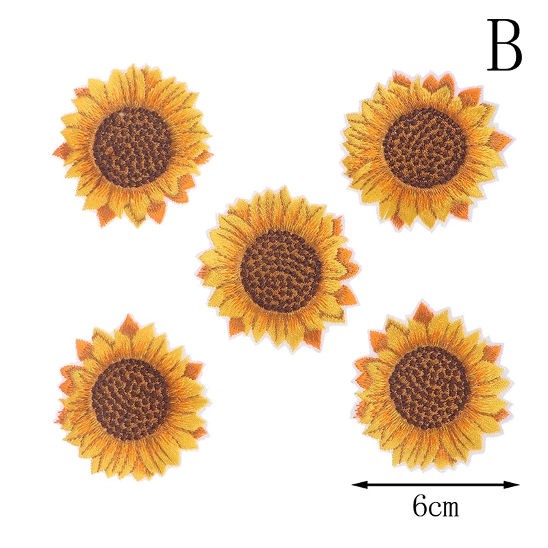 5 шт./лот патч с вышивкой в виде подсолнуха наклейка утюгом для пришивания цветов