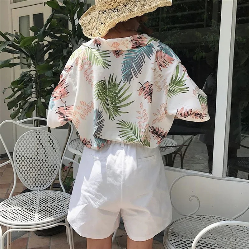 

2020 Womens Chiffon Top Women Casual One size Blouses Female Hawaiian Fashion Floral Short Sleeve Shirts Ladies Summer Loose Top