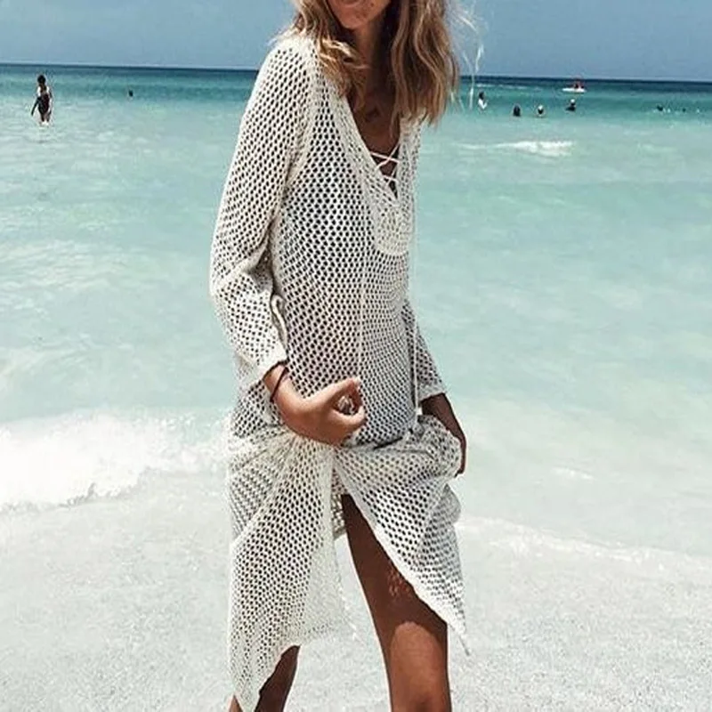 2019 Новая Сексуальная Пляжная накидка бикини вязанный крючком купальник Женская