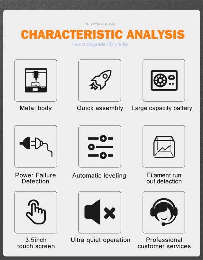 

3.5 Inch Touch Screen Auto-leveling Pause Resume Printing Desktop 3D Printer with Crystal Glass Platform