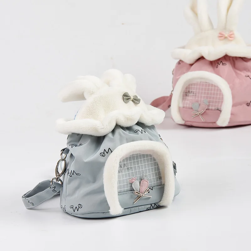 

Pet Cage Cross Body Accessories Cylinder Design Soft Practical House Travel Portable Squirrel Visible Mesh Hamster Carrier Bag