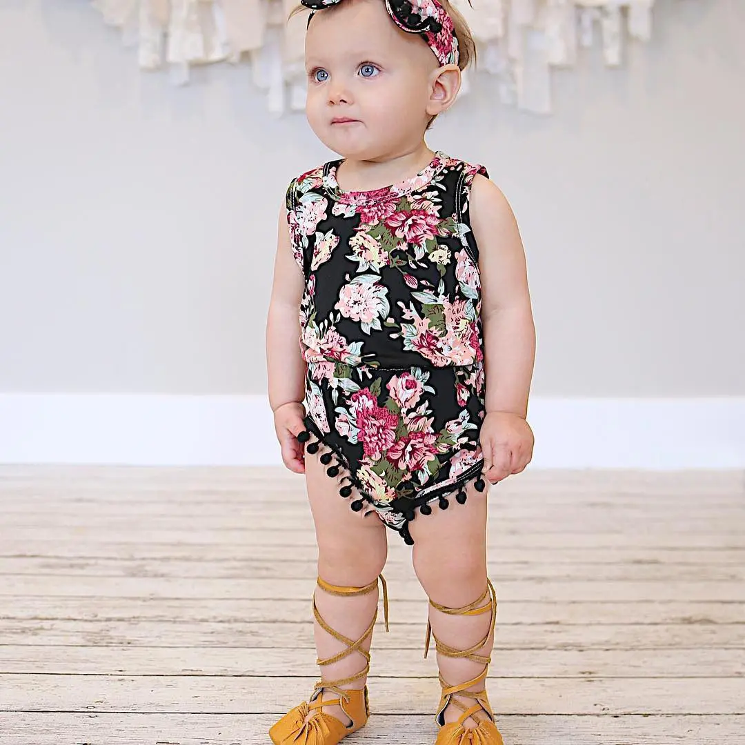 

Adorable Floral Baby Girls Romper One-pieces Sunsuit Outfit Clothes