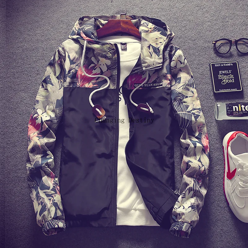 M 4XL Мужская Корейская версия осенней куртки с капюшоном Тонкая мужская ветровка