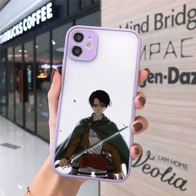 

attack on titan Phone Case matte transparent For purple iPhone 7 8 x xs xr 11 12 pro plus max mini Clear Funda