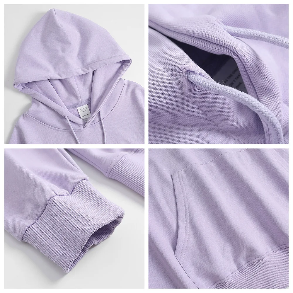 

Plus Size Korean Cotton Women Hoodies Sweatshirt Casual Long Sleeve Streetwear Autumn Females Pullovers W614