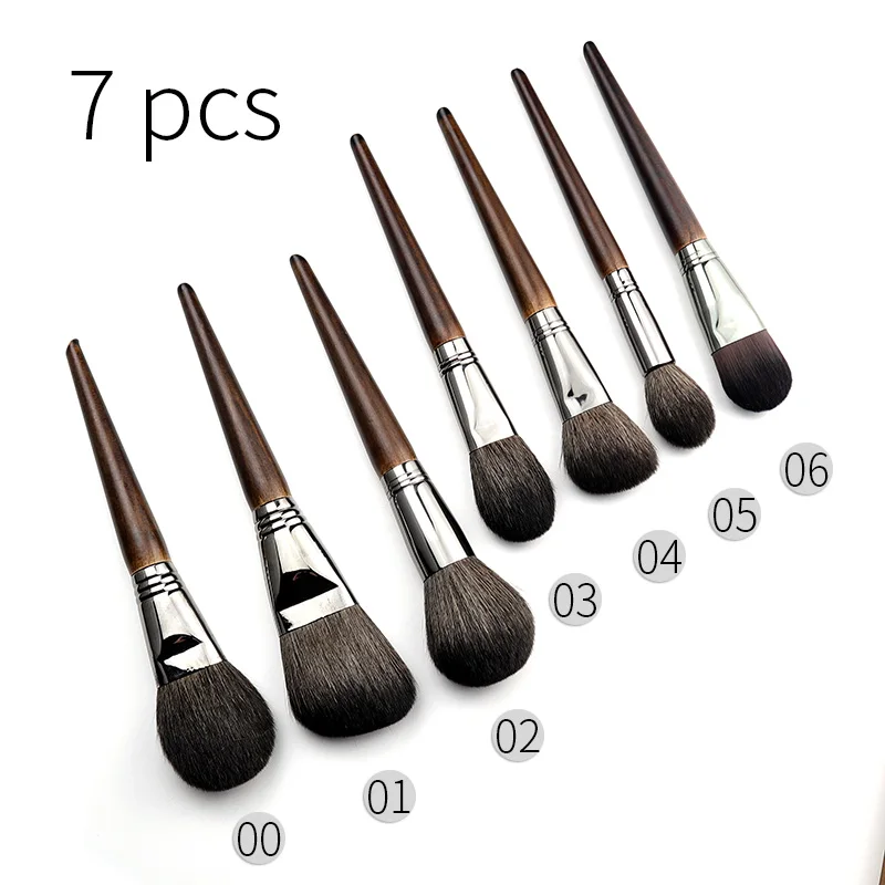 7 pcs face set OVW, набор профессиональных кистей для макияжа, натуральные волосы, пудра, основа, румяна, тени для век, кисть для бровей, Кисть для макияжа, кисть из козьего волоса - Handle Color: 7 pcs face set
