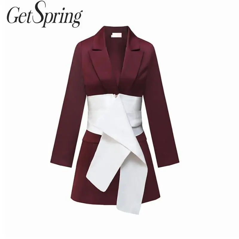 GetSpring Женский блейзер однобортный длинный рукав женский Блейзер Пальто широкий