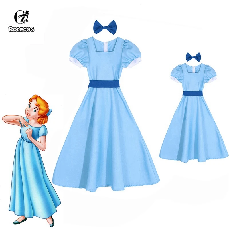 Ролекос Венди Дарлинг платье Питер Пэн Косплей Костюмы девочка синее женский