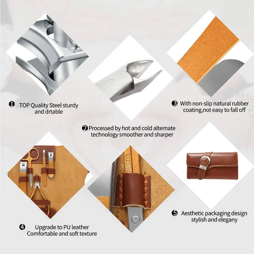 10 шт. маникюрный набор из натуральной кожи для ухода за ногтями Персональный