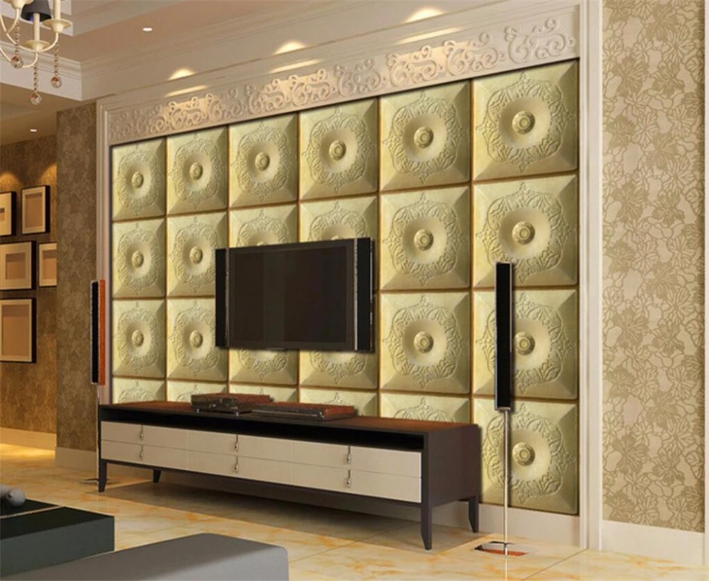 

beibehang Large Customized European 3d Embossed Stereo Soft Pack Pattern Backdrop Decorative Painting
