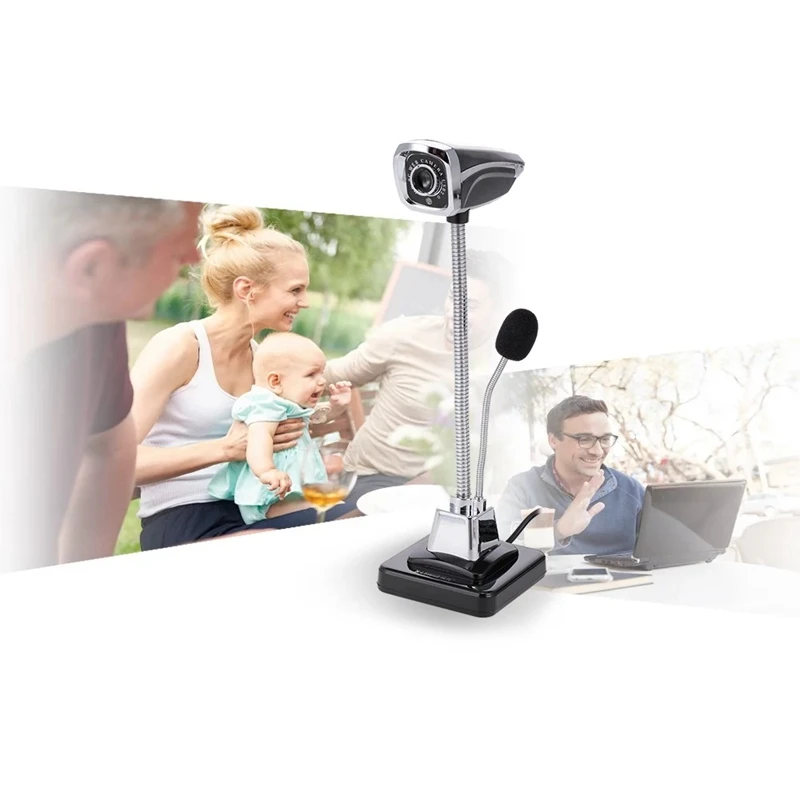 Web Camera USB PC Webcam with Microphone for Live Streaming Online Chat Video Support Windows Flexible Gooseneck LED Ligh | Компьютеры и