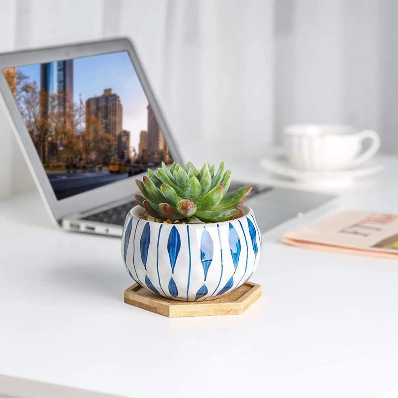 12 шт 2 63 дюймовый горшок для плантаторов бамбуковая тарелка шестигранный