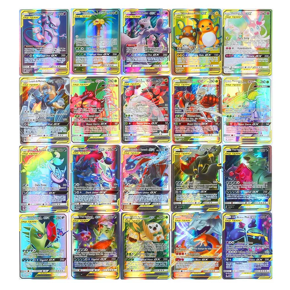 Высокое качество 10-300 шт Pokemones карты Tag Team GX EX Мега карты Pokemones английские карты PIKACHU игрушки для детей подарок