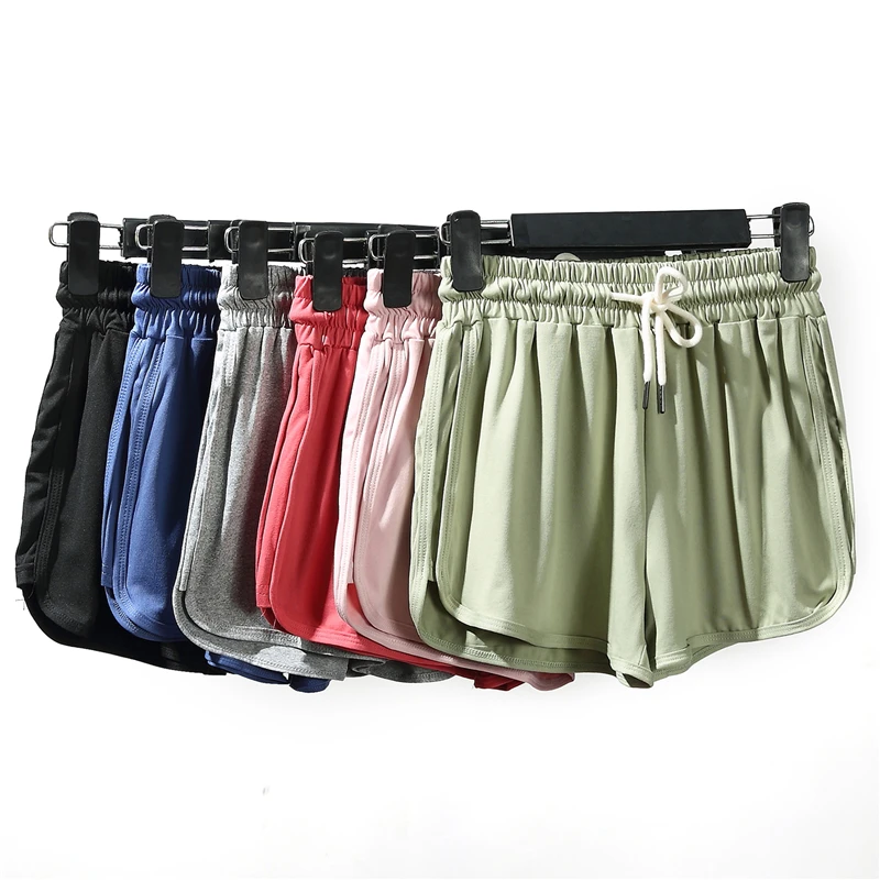 

Women Sports Shorts Summer New Casual Candy Color Drawstring Skinny Shorts Lady Elastic Waist Beach Running Short Bottom