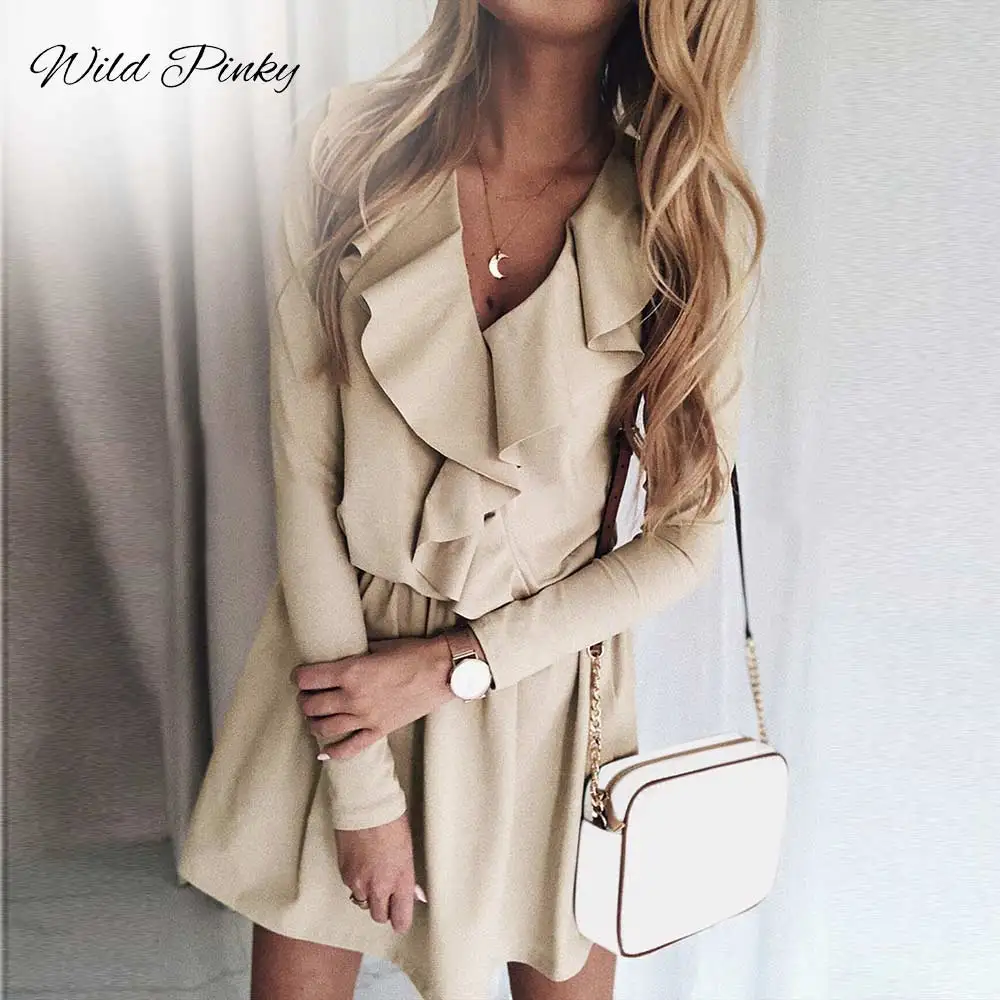 Женское Короткое платье цвета хаки WildPinky шикарное мини-платье на шнуровке с