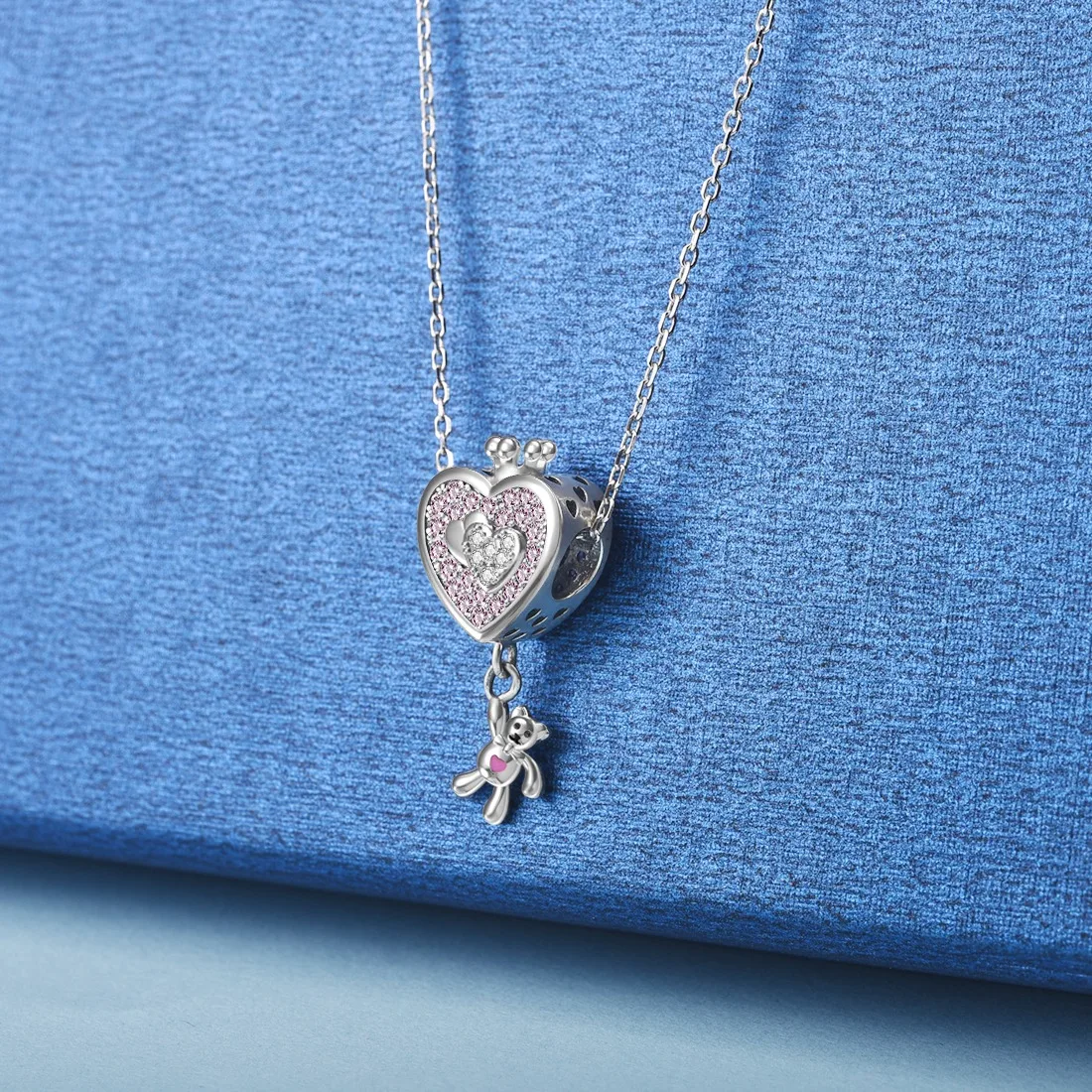 Подвески Jiayiqi Love Bear 925 пробы серебристые розовые CZ бусины подходят для Pandora