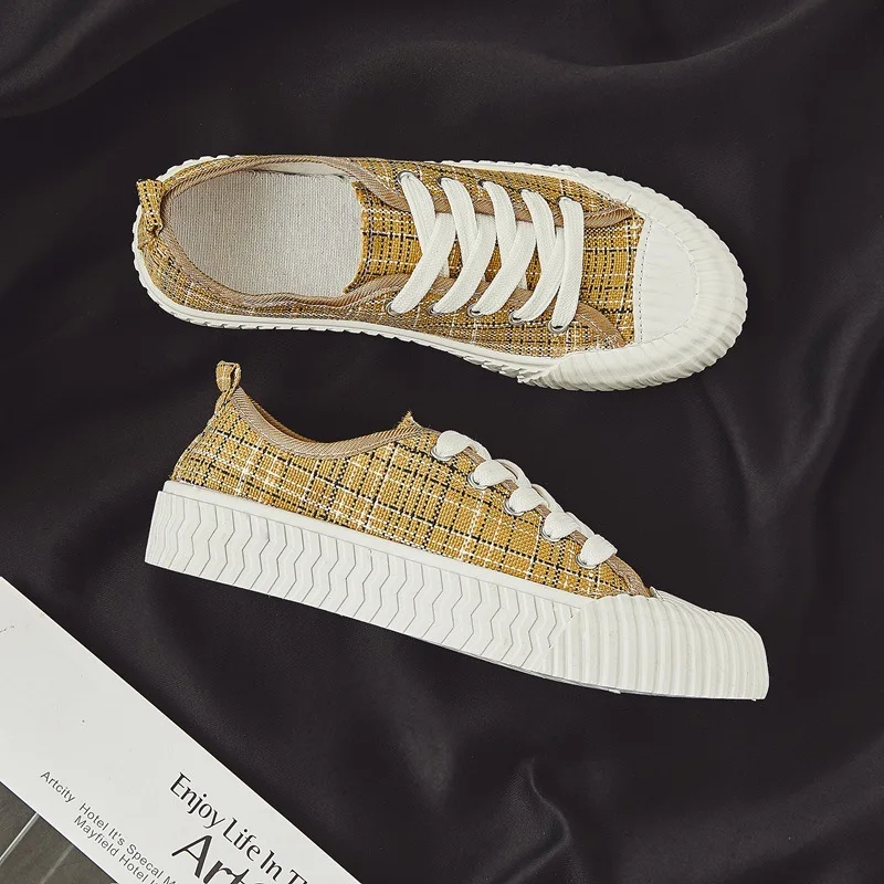 Женские кроссовки женские модные клетчатые Лоферы парусиновые туфли Mujer zapatilas