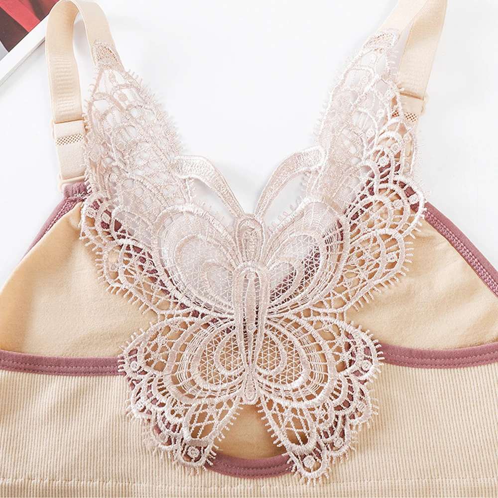 

Plus Size Seamless Bras For Women Bralette Comfortable Sexy Soft Beauty Back Butterfly Push Up Bra Wireless Underwear Tank Tops