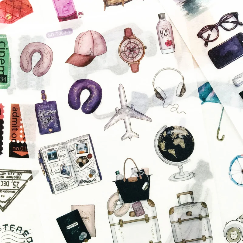 6 sheetspack kawaii travel note paper sticker adhesive craft stick label notebook computer phone diy decor kids gift stationery free global shipping