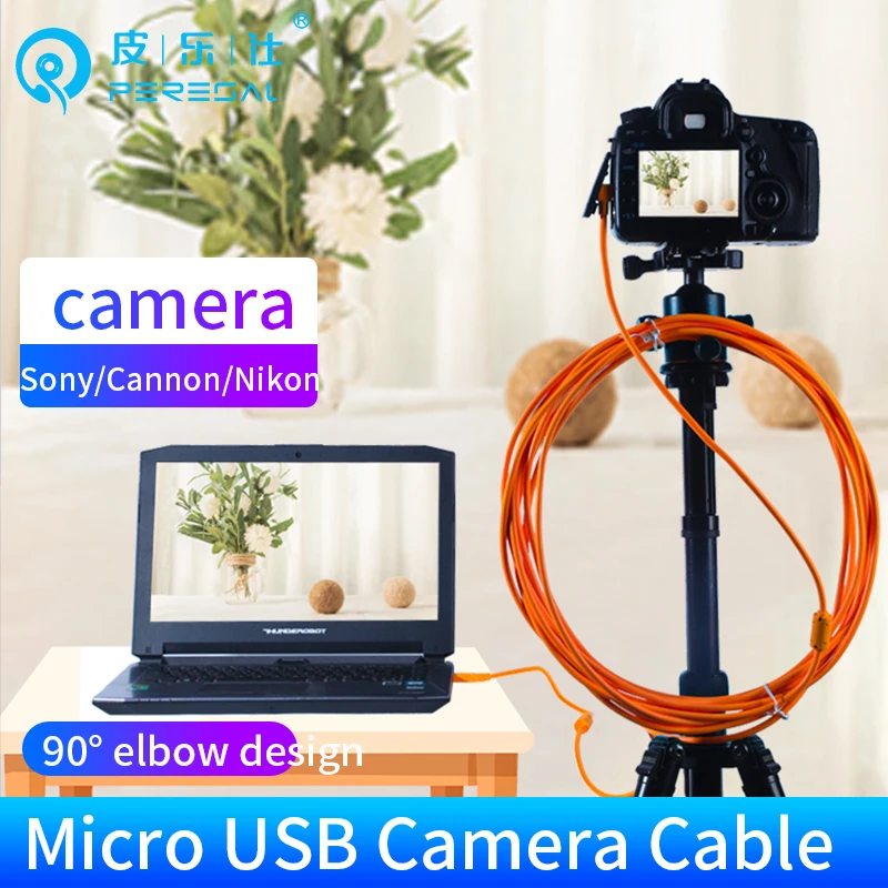 Cable Micro USB para cámara Canon eos 850D 90D Nikon D7500 D3400...