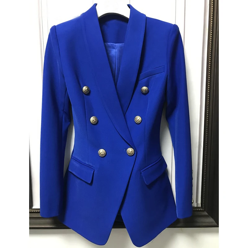 Синие женские блейзеры высокого качества Женское пальто Классический