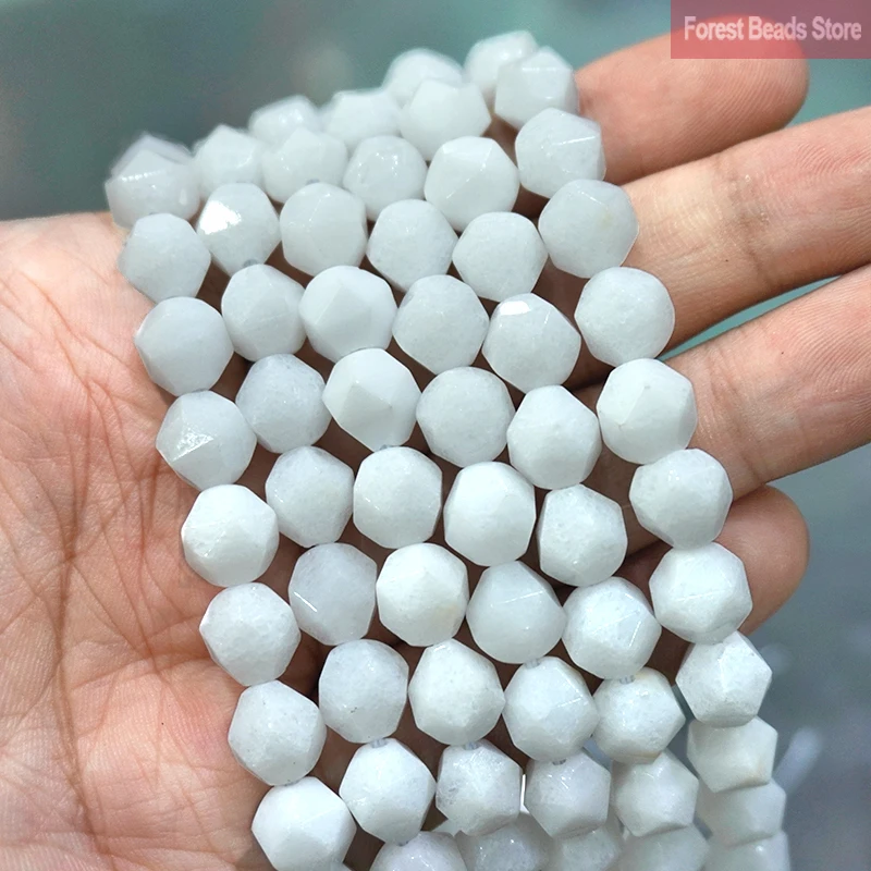 

Natural Stone Faceted Porcelain White Jasper Spacer Beads 15" Strand 6 8 10MM for Jewelry Making DIY Charms Bracelet Necklace