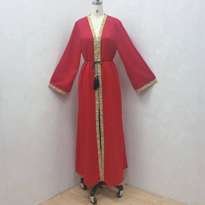 F864New мусульманское платье Абая для женщин baju мусульманский wanita марокканский