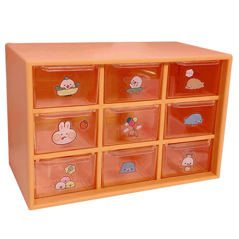 

9 grides Washi Tape Box Storage box Drawer storage box dorm sundries cosmetics storage box girl heart desktop transparent