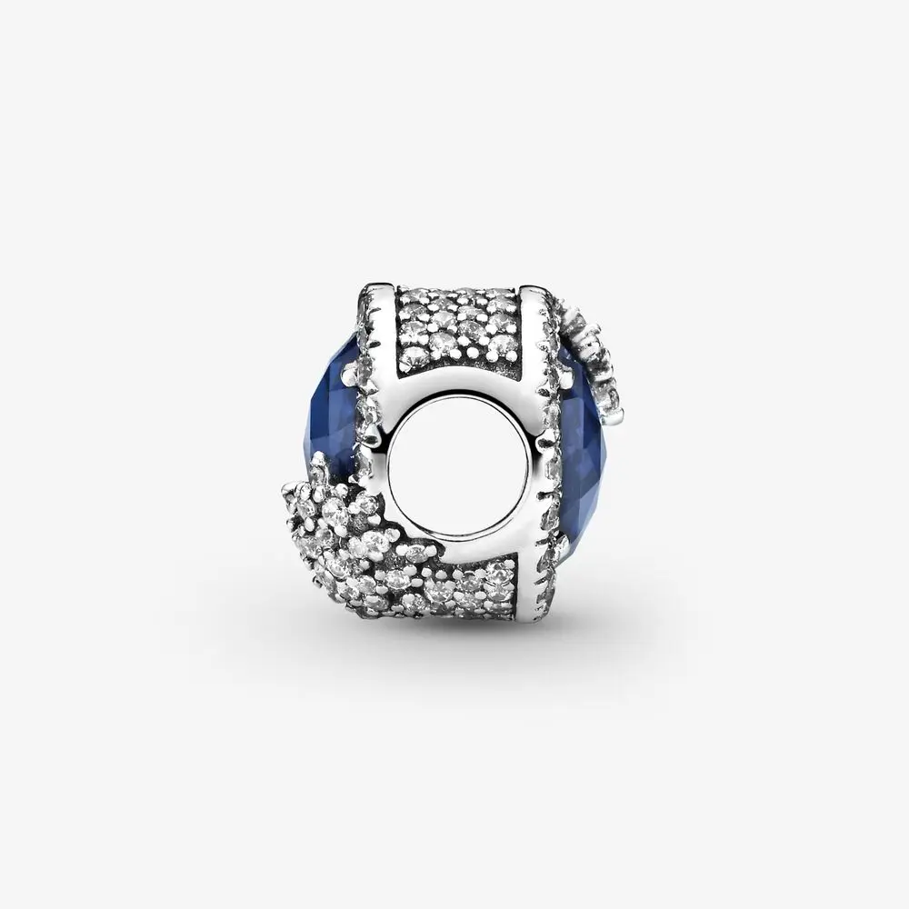 925 пробы Серебряный Синий ослепительный Шарм в виде снежинки оригинальный