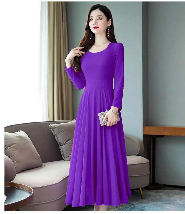 Purple Dress Длинное Макси платье осень зима длинный рукав плюс размер шифоновое платье миди винтажное элегантное женское облегающее вечерние платья Vestidos - Цвет: Purple Dress