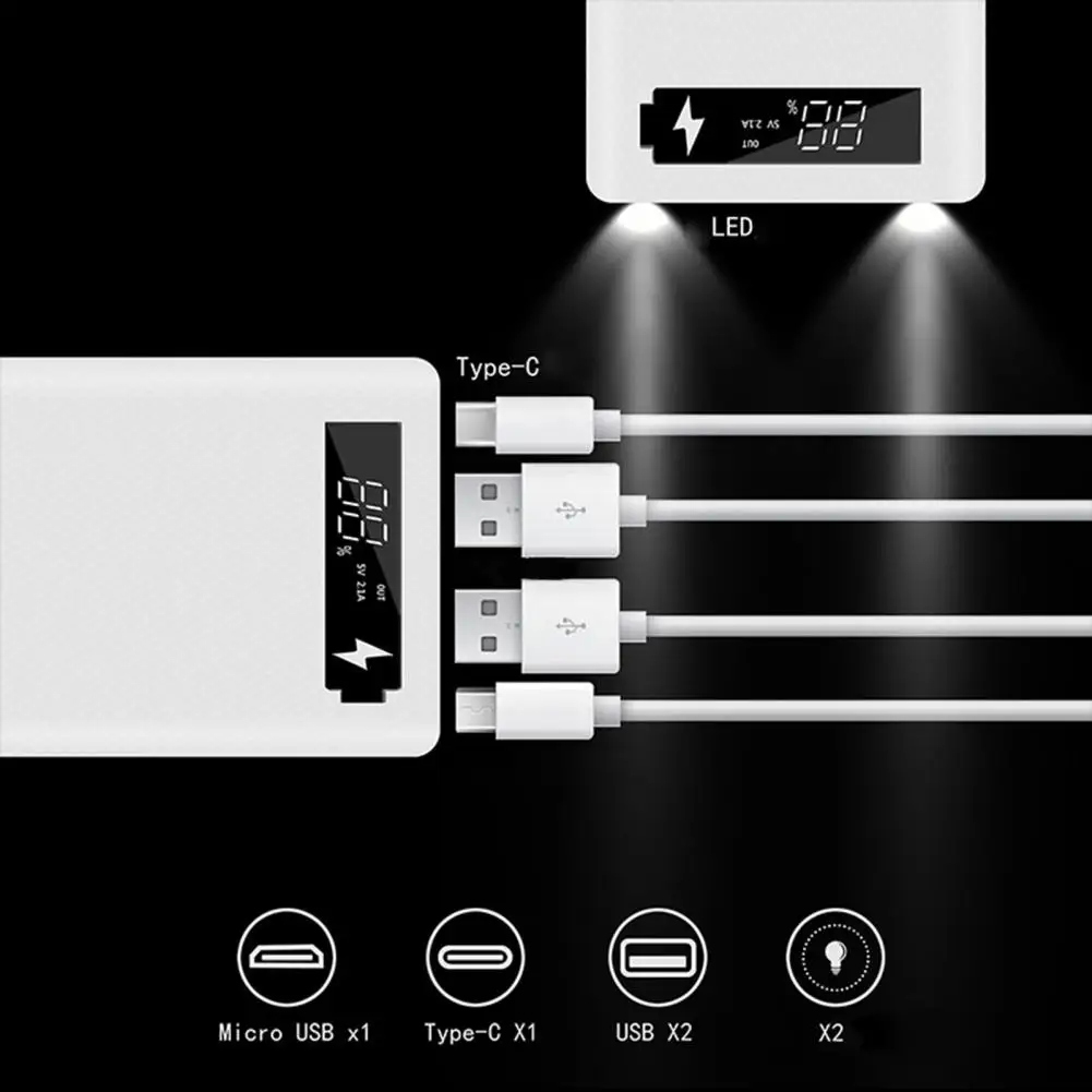 Портативный внешний аккумулятор M6 Micro USB Type-C чехол DIY18650 зарядное устройство для