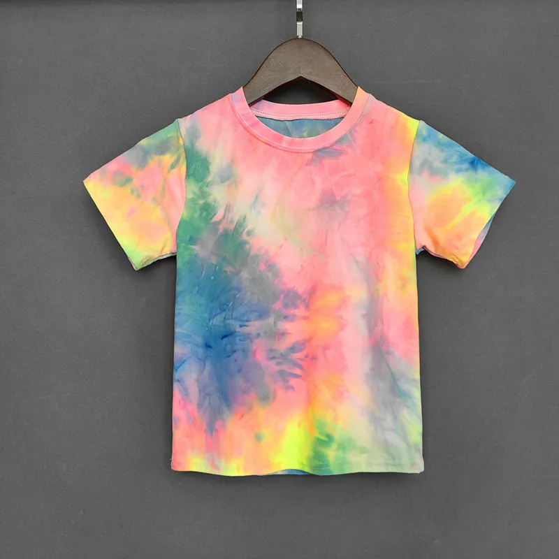

Bright fluorescent color T-shirts for boys and girls, soft and comfortable casual short-sleeved summer clothes