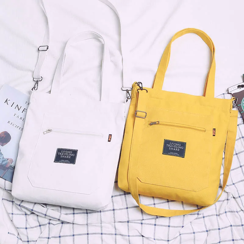 

Soft Canvas Bag Large Capacity Women Shopping Bag Casual Hasp Ladies One Shoulder Tote Bags Fashion Zipper Women Handbags