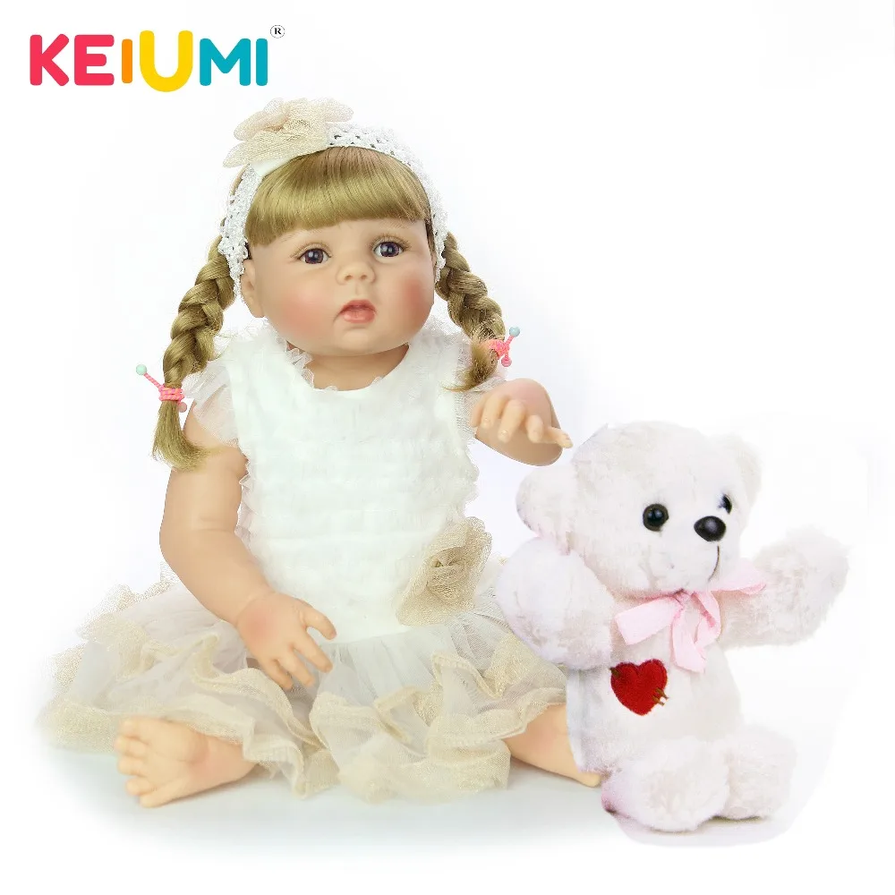 Дизайн 23 дюймов силиконовые всего тела Reborn Baby Doll модные реалистичные принцессы для девочек Кукла Детская подарок на день рождения Сделай Сам DIY бигуди для волос