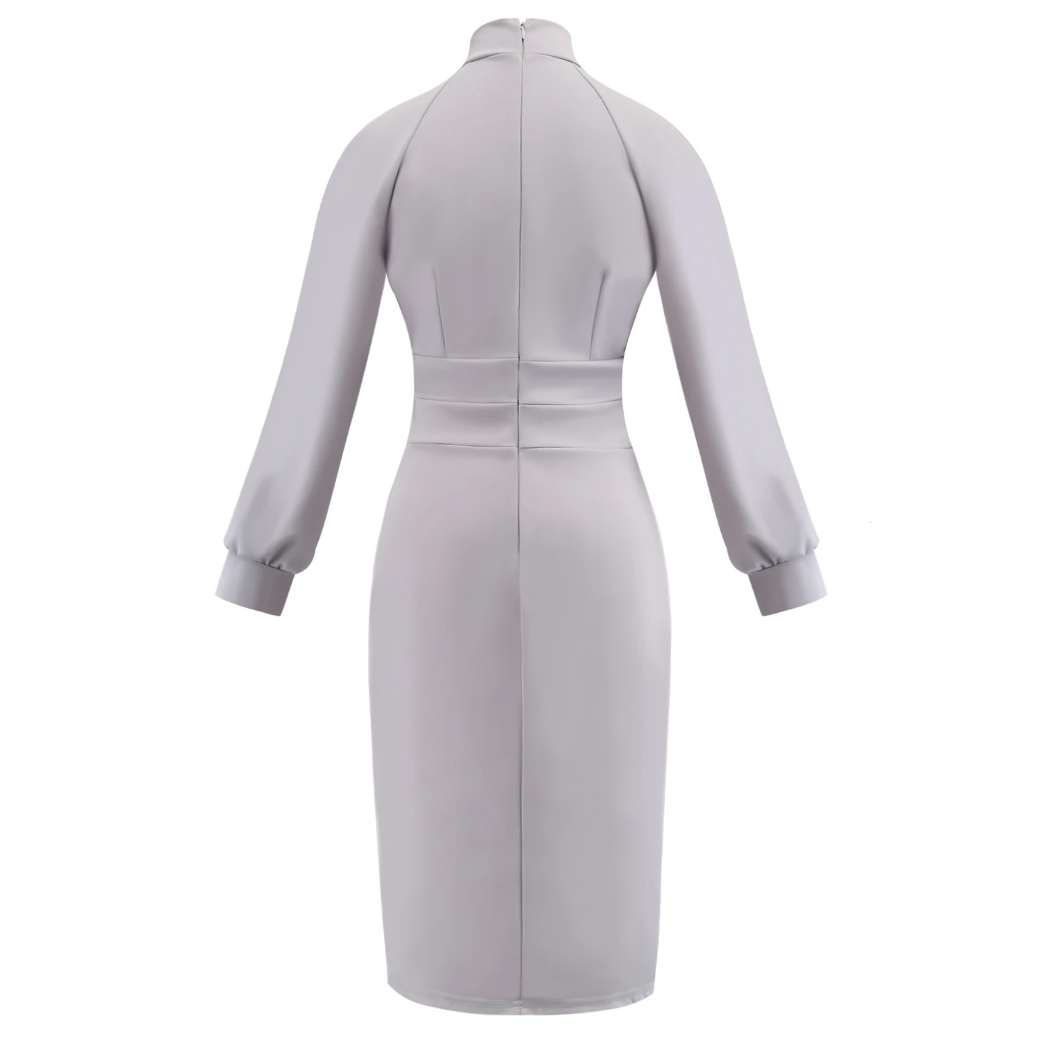 

RICORIT 2019 Stand Collar Long Sleeve Vintage Bag Hip Dress Retro Elegant Comfort Dating Office Lady